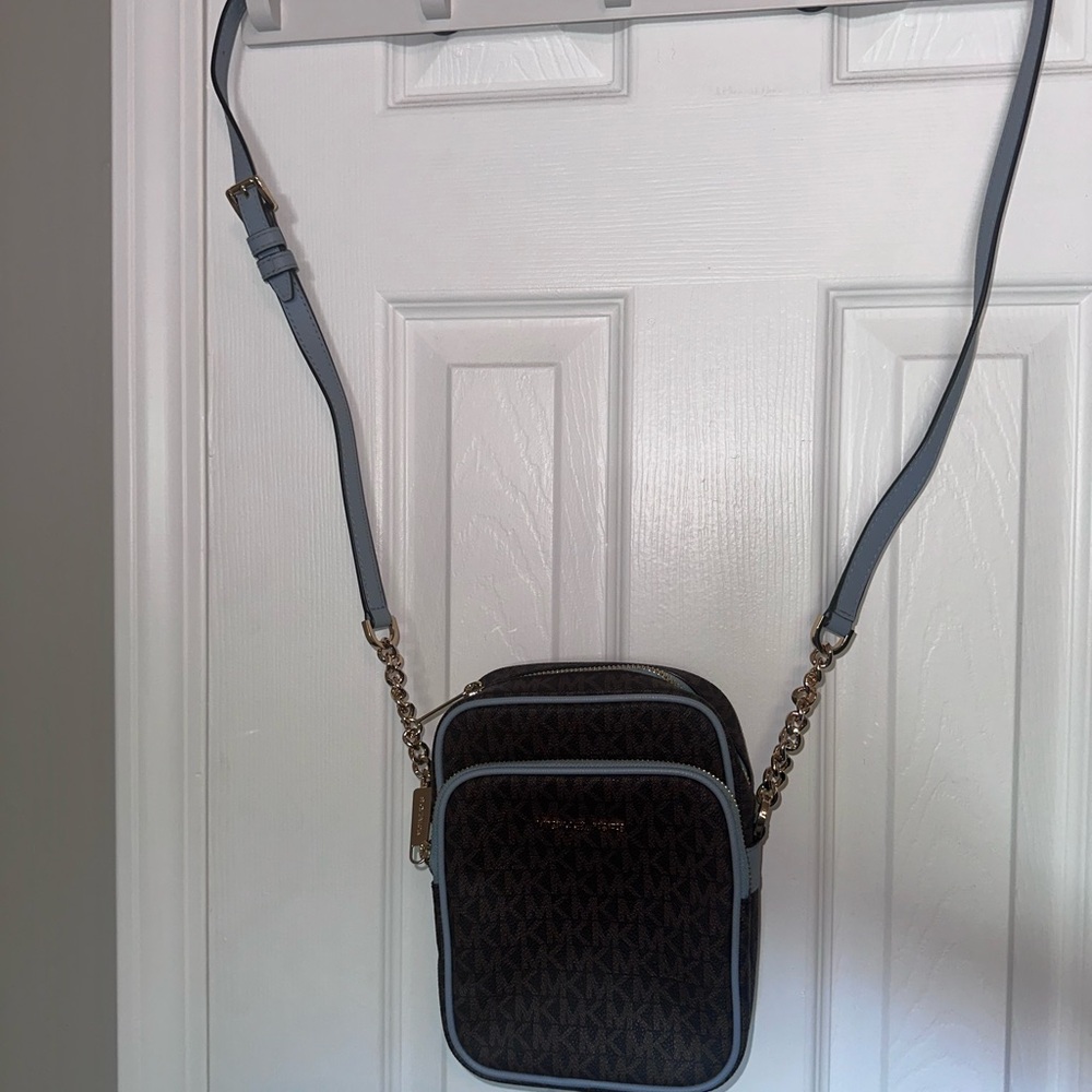 Michael Kors Brown and Gold Zip Crossbody Bag